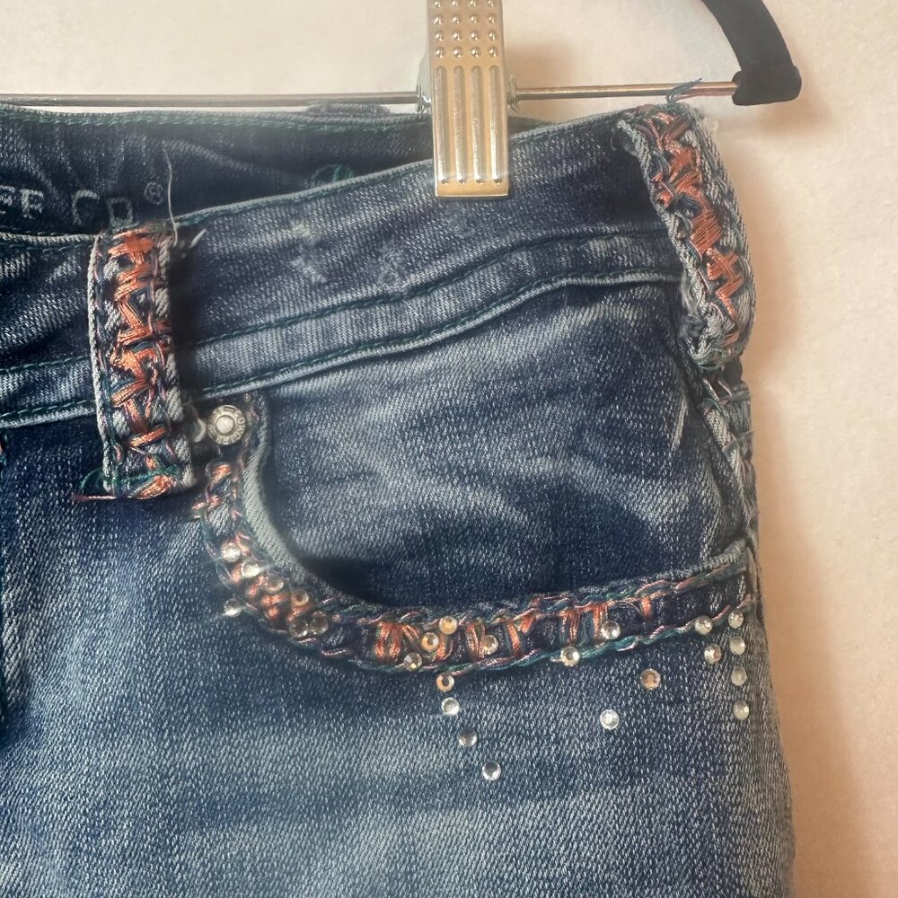 Cowgirl Tuff jeans sz 29‎ x  30 Beach Blink boot cut mid rise Embroidery